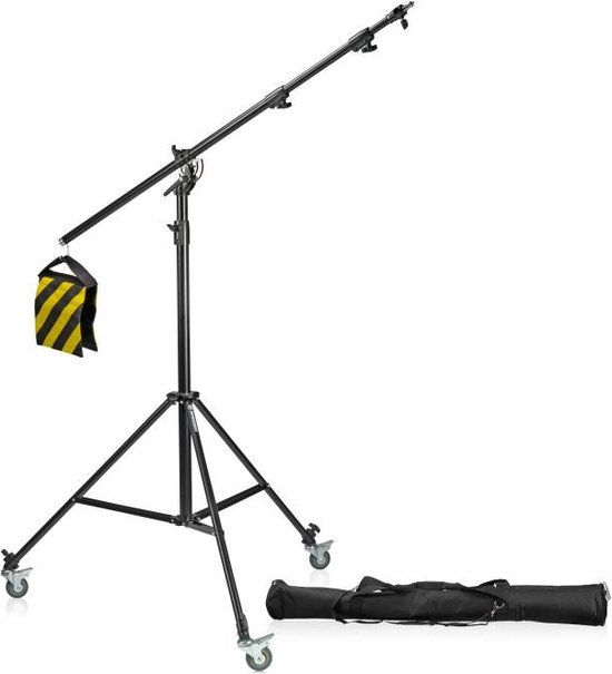 Bresser Lampstatief BR-LB300 - Met Boomarm en Wielen - Max. 505 cm - Zwart