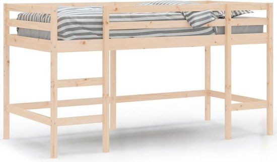 vidaXL Kinderhoogslaper met ladder 80x200 cm massief grenenhout