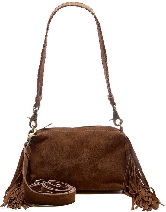Chabo Bags Schoudertasje Small Suede Stormy Fringes Cacao