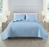 Chezmoi Collection Austin 3-delige oversized sprei sprei set (kingsize, chambray blauw)