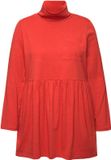 Ulla Popken - Dames - Longshirt met col A-lijn lange mouwen biologische katoen - Baksteenrood - Maat 42+