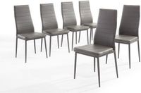 Anders SAM Set van 6 grijze faux lederen eetkamerstoelen