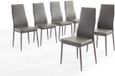 Anders SAM Set van 6 grijze faux lederen eetkamerstoelen