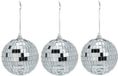 Inge Christmas Decor Disco kerstbal - 3x - zilver - D9 cm