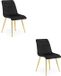 LEOBERT Set van 2 eetkamerstoelen SPLIT – Fluweel zwart – Gouden poten – Modern design