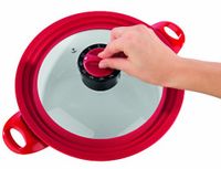 TV Unser Original Bratmaxx 02982 Universeel 2-in-1 Glazen Deksel met Timer Rood