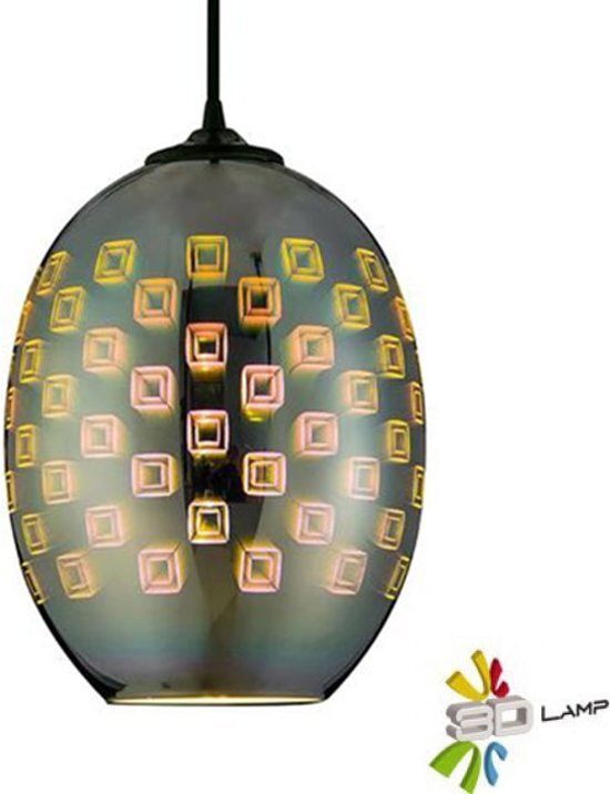BES LED LED Hanglamp 3D - Spectra - Ovaal - Chroom Glas - E27