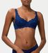 Triumph Amourette 300 Bügel-BH, Balconette, Medium ondersteuning, Voorgevormde cup, 70C, Dunkelblau, Gebloemd