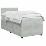vidaXL Boxspringbed met matras, lichtgrijs, 90 x 190 cm, fluweel