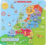Marionette Puzzel Nederland - Houten Puzzel - Landkaart Nederland - 13 stukken - Hout