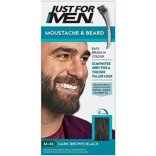 Just For Men Donkerbruine baard- en snorverf, elimineert grijs haar en zorgt voor een dikker en voller uiterlijk, M45