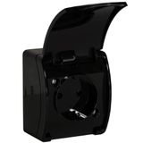 ORNO OE-7105(GS)/B Stopcontact 2x2P+Z Schuko IP44 (Zwart)