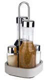 APS Menageset "Element" – premium drager voor peper- en zoutvaatjes, azijn en olie met betonstandaard incl. glazen pot met roestvrijstalen deksels en draaisluiting
