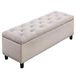 BAKAJI Banc de rangement pour chambre à coucher, banc avec cadre en bois, revêtement en tissu, assise rabattable, rembourré, dimensions : 121 x 42 x 43 cm (beige)