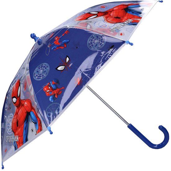 4KidsOnly Spiderman Rainy Days Paraplu - Blauw / Transparant - 60 x 71 x 71 cm - Kinderparaplu