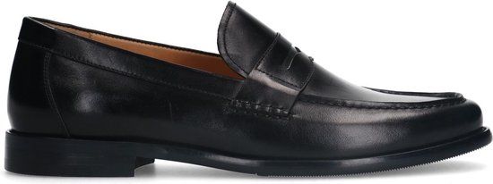 Manfield - Heren - Zwarte leren loafers - Maat 43