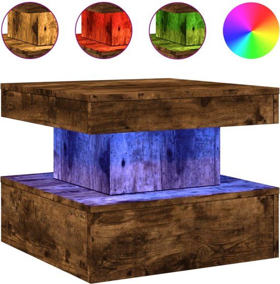 vidaXL Salontafel met metalen poten 50x50x40 cm gerookt eikenkleurig