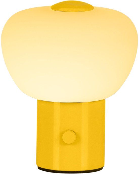 Lucide GUSTAV - Oplaadbare Tafellamp - Accu/Batterij - Ø 8 cm - LED Dimbaar - 1x0,8W 2700K - Geel