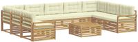 vidaXL Ensemble de canapés d'extérieur 10 pièces Blanc et crème Acacia massif