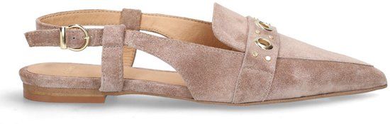 Manfield - Dames - Taupe suède slingbacks - Maat 41