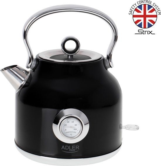Adler AD-1346b Waterkoker met Thermometer - Zwart - 1.7 Liter - Metaal