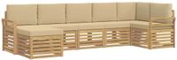 vidaXL Buiten bankenset 7-delig Wit en Beige