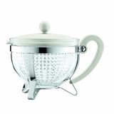 Bodum CHAMBORD Theepot (gekleurd plastic deksel, filter, hittebestendig, 1,0 liter) crèmekleurig
