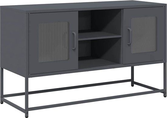 vidaXL Tv-meubel 100,5x39x60,5 cm staal antracietkleurig
