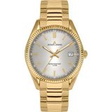 Jacques Lemans 50-4N Polshorloge Dames Zilverkleurig Wijzerplaat Goudkleurig Stalen Band Quartz Analoog 10 ATM Waterdicht