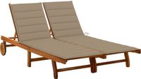 vidaXL Ligbed 2-persoons avec coussins bois d'acacia massif
