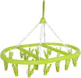 Merkloos Droogcarrousel/droogmolen groen met 20 knijpers 41 x 32 cm