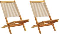 vidaXL Tuinstoelen - Set van 2 - Massief Acaciahout en Polypropeen - Beige