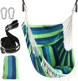 Merkloos / Sans marque Hangstoel cocoon Hangmat stoel opknoping schommel - blauw groen - Met standaard