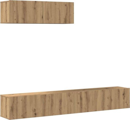 vidaXL 3-delig Tv-meubelset wandmontage bewerkt hout artisanaal eiken