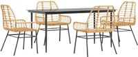vidaXL 5-delige tuinset polyrattan bruin