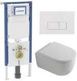 Geberit QeramiQ Dely Swirl Toiletset - Hangend - Keramiek - Glans Wit/Mat Wit