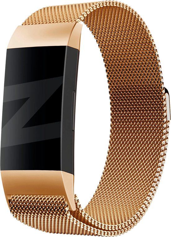 Bandz Milanese Loop Band for Fitbit Charge 3/4 - Rose Gold - Size S