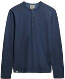 Superdry Slub Jersey Henley Top met Lange Mouwen Heren Dry Slate Blue L