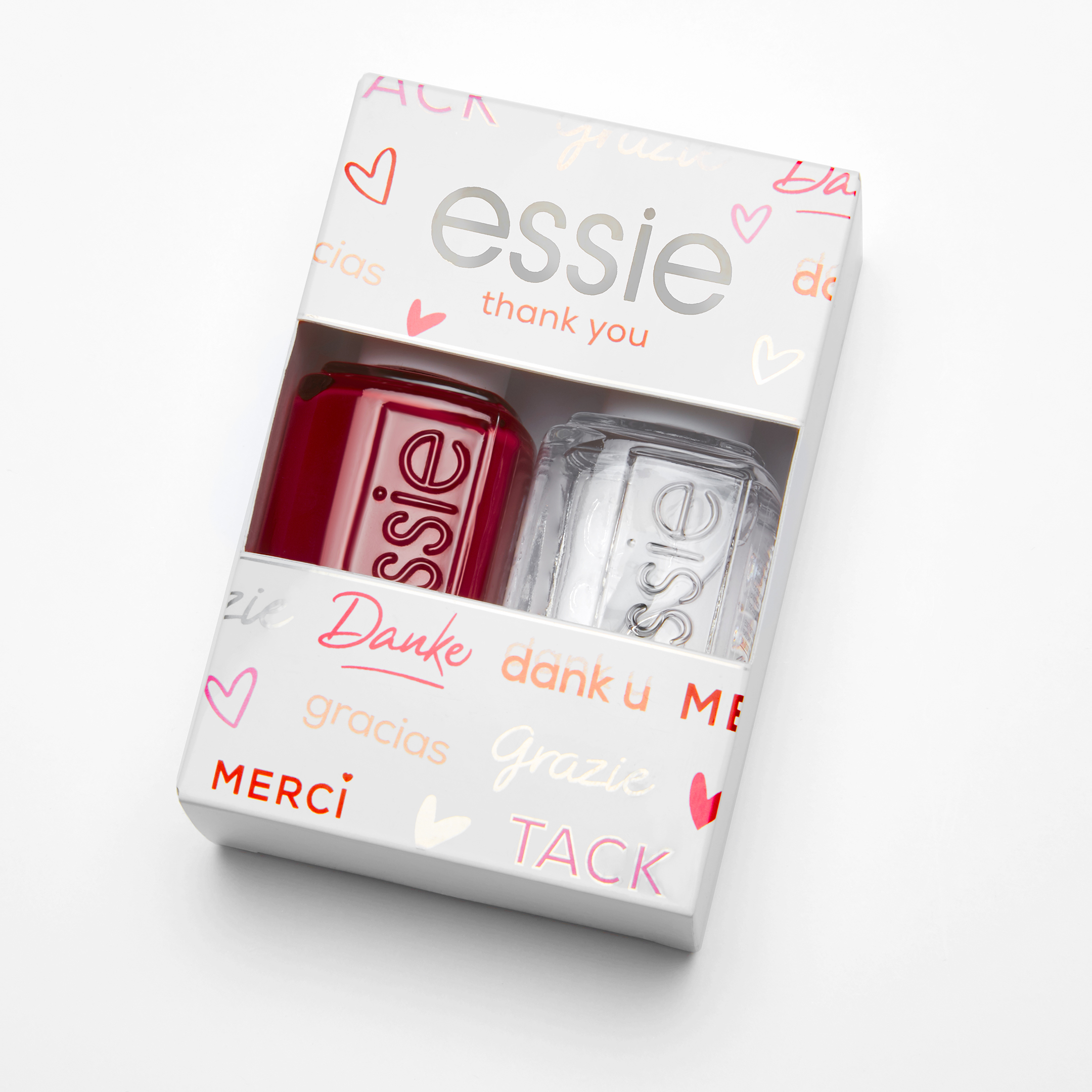 Essie gifts by nagellak giftset thank you met topcoat - rood - glanzende nagellak - 2x 13.5 ml