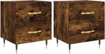 vidaXL Table de chevet - 2 pièces - Bois traité - Couleur chêne fumé
