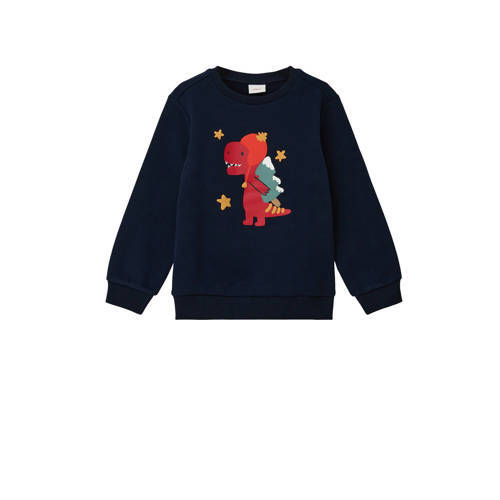 s.Oliver s.Oliver kerstsweater met printopdruk donkerblauw