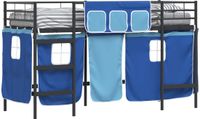 vidaXL - Bunkbed - voor - kinderen - met - gordijnen - Zwart - en - Blauw - 100 - x - 190 - cm