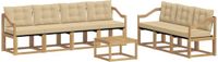 vidaXL - Bank loungeset - 7 zitplekken - Wit en Beige - Acacia hout