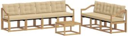 vidaXL - Salon d'angle - 7 places - Blanc et Beige - Bois d'acacia