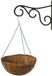 Bellatio Flowers & Plants Corbeille suspendue 25 cm avec crochet mural en métal et doublure en coco - Ensemble complet de corbeille suspendue en fonte