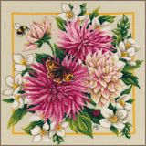 Lanarte Borduurpakket - Roze Dahlia - 29 x 29cm
