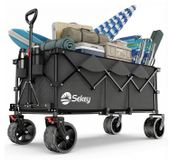 Sekey XXXL Bolderkar Opvouwbaar 300L 200KG, Verlengd Model met 17x10 cm All-Terrain Wielen, Gepatenteerd 4-weg Direct Opbouwsysteem, grijs