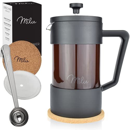 MILU Franse Koffiepers french press cafetière | 1L | Zwart