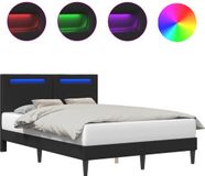 vidaXL Bedframe met LED-stripverlichting Zwart 140 x 200 cm Kunstleer
