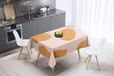 Bonamaison Tafelkleed, Anti-Mold, Sneldrogend, Waterdicht, 100% Polyester Tafellaken, Oranje, gebroken wit, 140 x 140 Cm